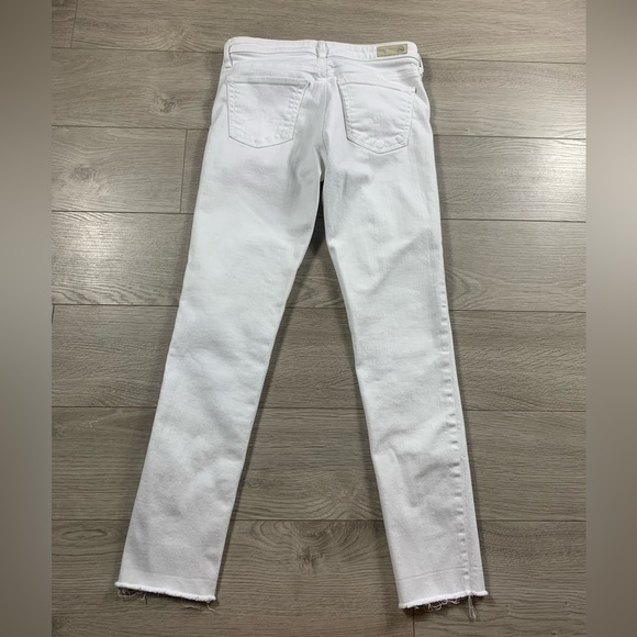 AG The Stevie Slim Straight Ankle Raw Hem White Jeans - Picture 3 of 13